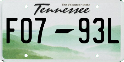 TN license plate F0793L
