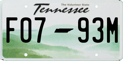 TN license plate F0793M
