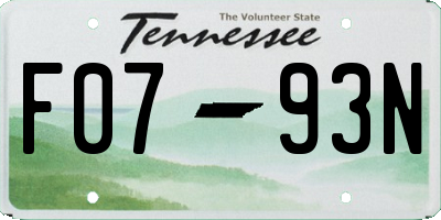TN license plate F0793N
