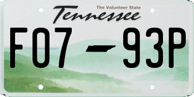 TN license plate F0793P