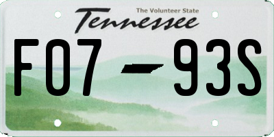 TN license plate F0793S