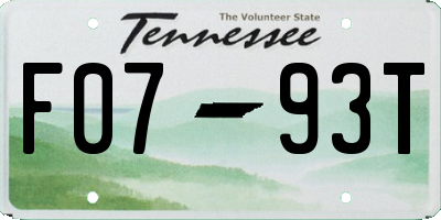 TN license plate F0793T