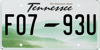 TN license plate F0793U