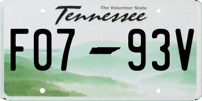 TN license plate F0793V