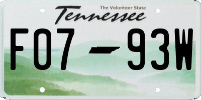 TN license plate F0793W