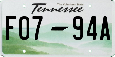 TN license plate F0794A