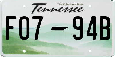 TN license plate F0794B