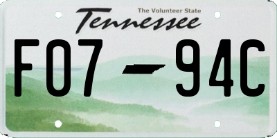 TN license plate F0794C
