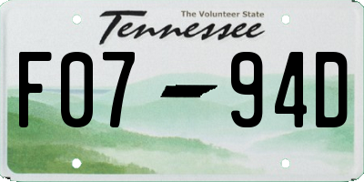 TN license plate F0794D