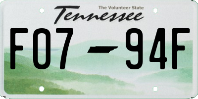 TN license plate F0794F