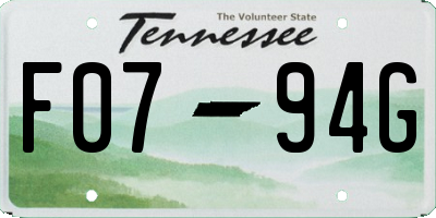 TN license plate F0794G