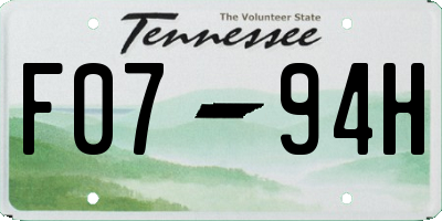 TN license plate F0794H