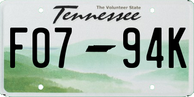 TN license plate F0794K