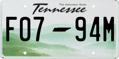TN license plate F0794M