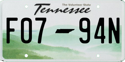TN license plate F0794N