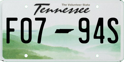 TN license plate F0794S