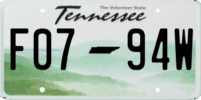 TN license plate F0794W