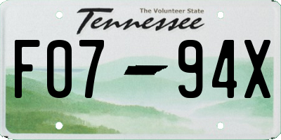 TN license plate F0794X