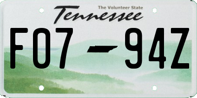 TN license plate F0794Z