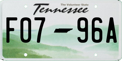 TN license plate F0796A