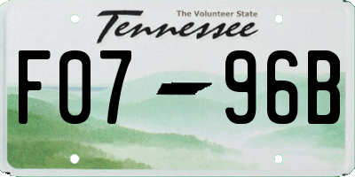 TN license plate F0796B