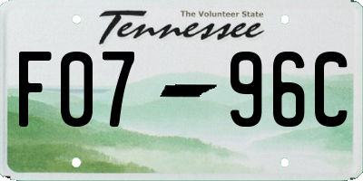 TN license plate F0796C