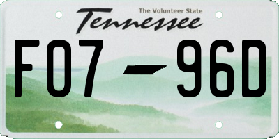TN license plate F0796D