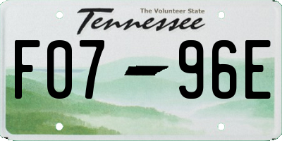TN license plate F0796E