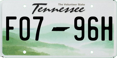 TN license plate F0796H
