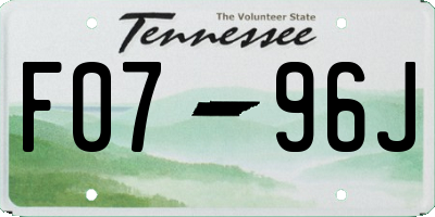 TN license plate F0796J