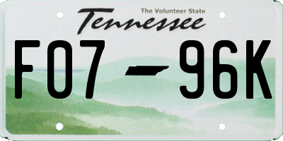 TN license plate F0796K