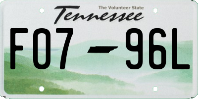 TN license plate F0796L