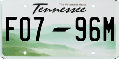 TN license plate F0796M