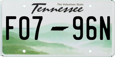 TN license plate F0796N