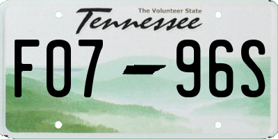 TN license plate F0796S