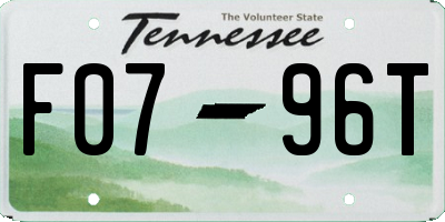 TN license plate F0796T