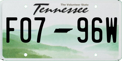 TN license plate F0796W
