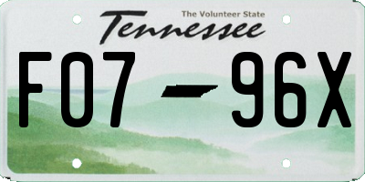 TN license plate F0796X