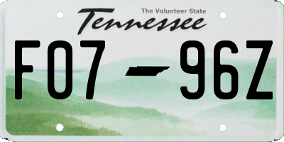 TN license plate F0796Z