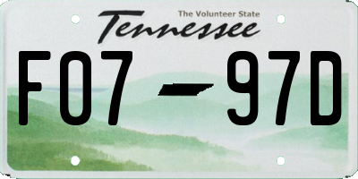 TN license plate F0797D