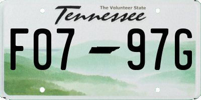 TN license plate F0797G