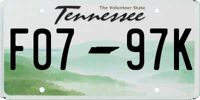 TN license plate F0797K
