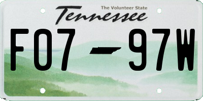 TN license plate F0797W