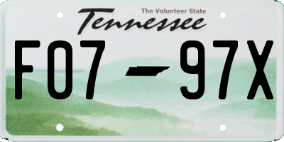 TN license plate F0797X