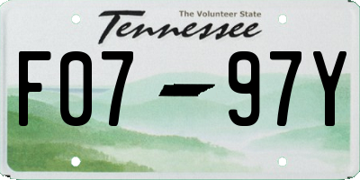 TN license plate F0797Y