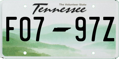 TN license plate F0797Z