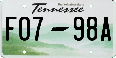 TN license plate F0798A