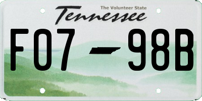TN license plate F0798B
