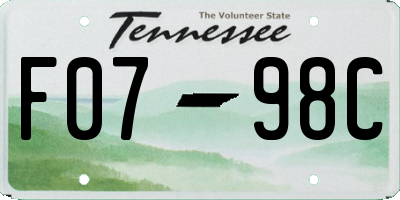 TN license plate F0798C