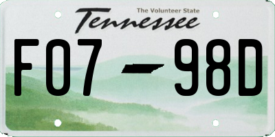 TN license plate F0798D